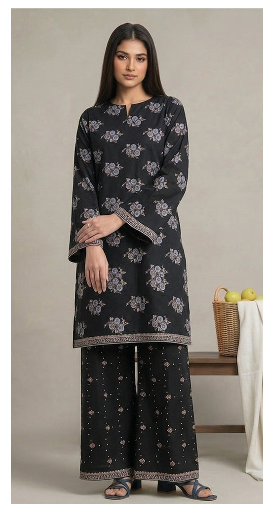 Bonanza Satrangi 2-Piece Unstitched Co-ord Set – Black Rock