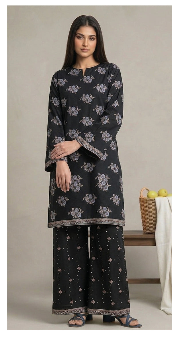 Bonanza Satrangi 2-Piece Unstitched Co-ord Set – Black Rock
