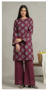 Bonanza Satrangi 2-Piece Unstitched Co-ord Set – Meroon Classic