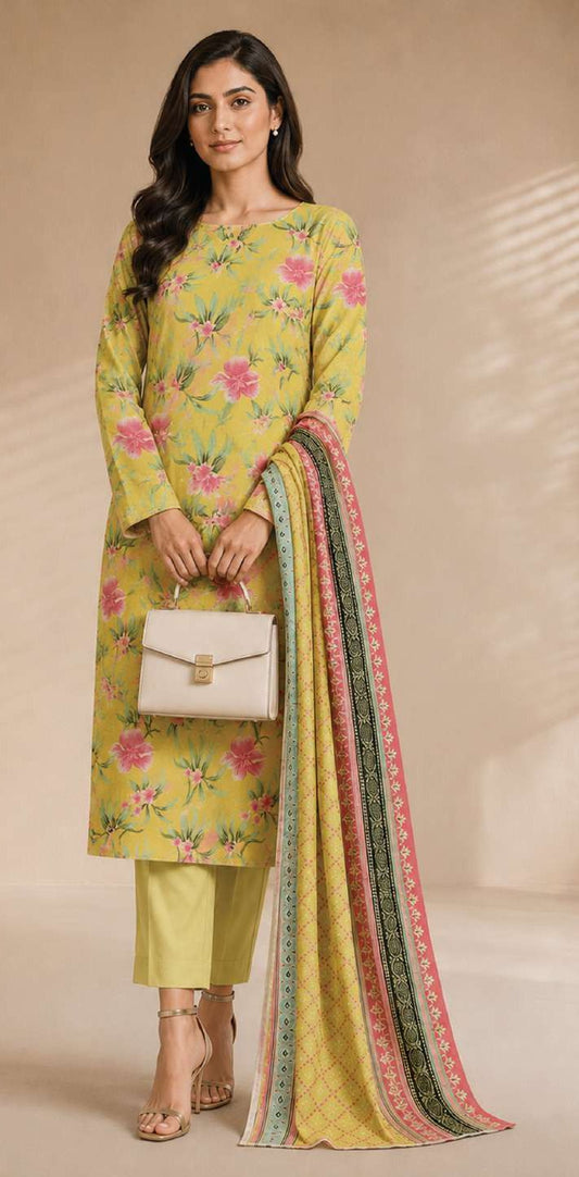 Khaadi 3-Piece Unstitched Lawn Suit – Purple (SS2501A)
