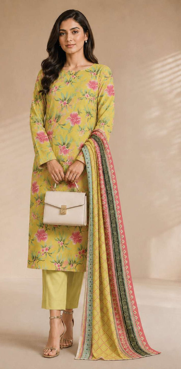 Khaadi 3-Piece Unstitched Lawn Suit – Purple (SS2501A)