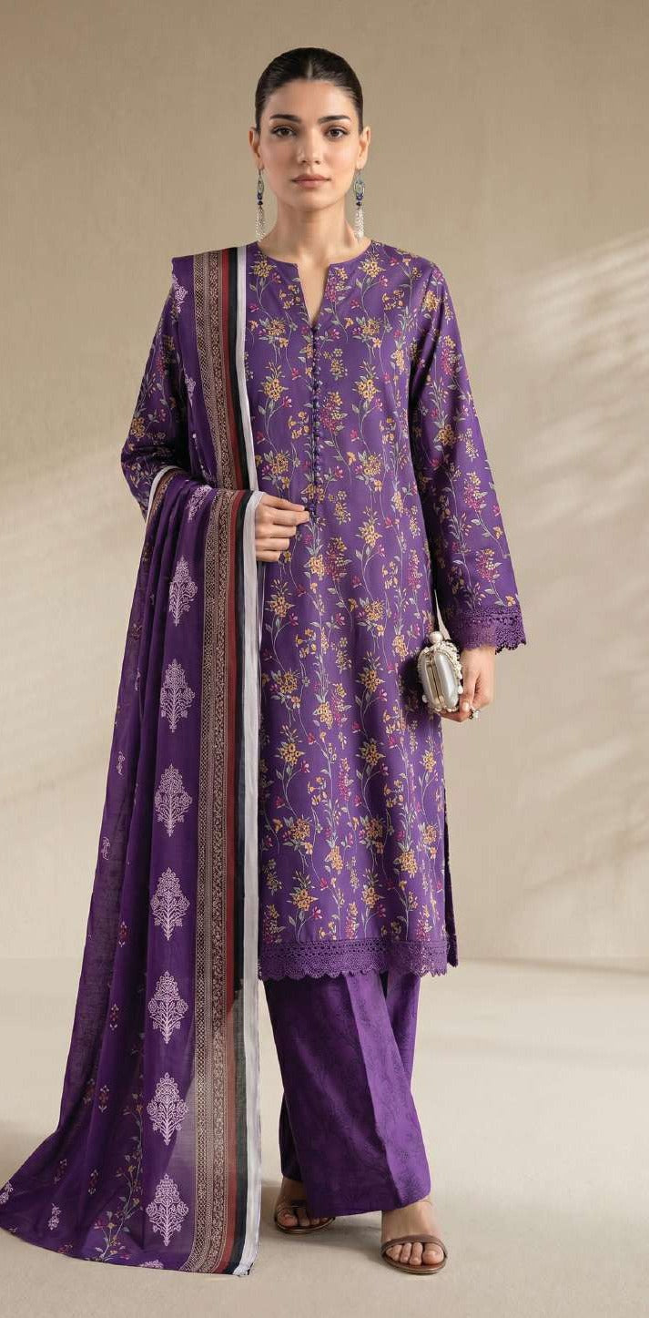 Khaadi 3-Piece Unstitched Lawn Suit – Purple (SS2704A)