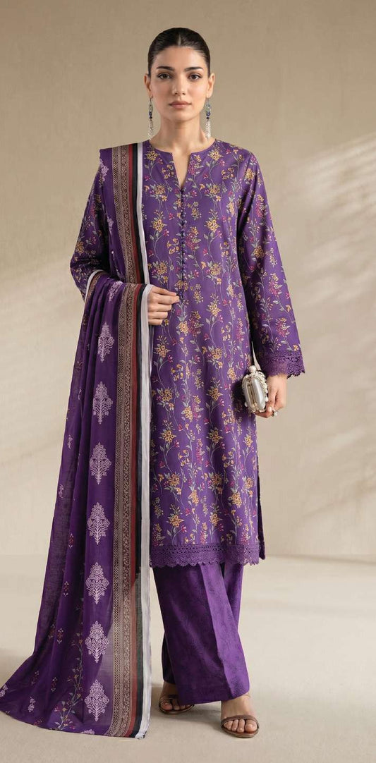 Khaadi 3-Piece Unstitched Lawn Suit – Purple (SS2704A)