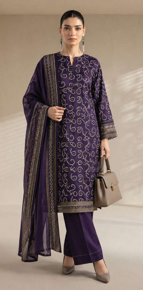 Khaadi 3-Piece Unstitched Lawn Suit – Lavender (SS2705A)